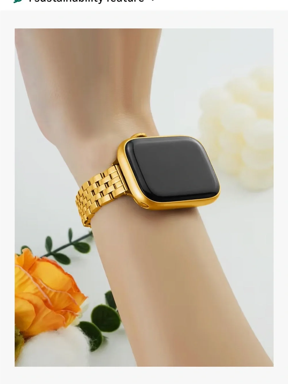 Gold Stainless Steel Link Bracelet Apple Watch Case Combo